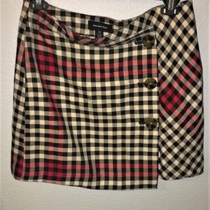 Plaid Skirt with Buttons